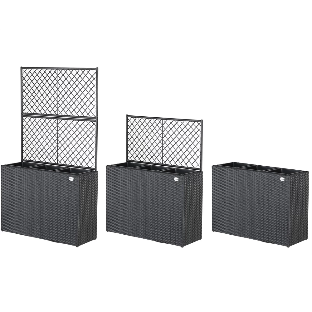 Polyrattan Blumenkasten Mit Rankgitter Schwarz 6 Polyrattan Blumenkasten Mit Rankgitter Schwarz – Bild 4