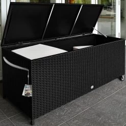 Polyrattan-Auflagenbox Schwarz 117,5x55x64,5cm Mit Rollen 27 Polyrattan-Auflagenbox Schwarz 117,5x55x64,5cm Mit Rollen -Gartenmöbel Und Dekoration Geschäft 974e101710f8484669f2dac2f571a899 de 102171g 1