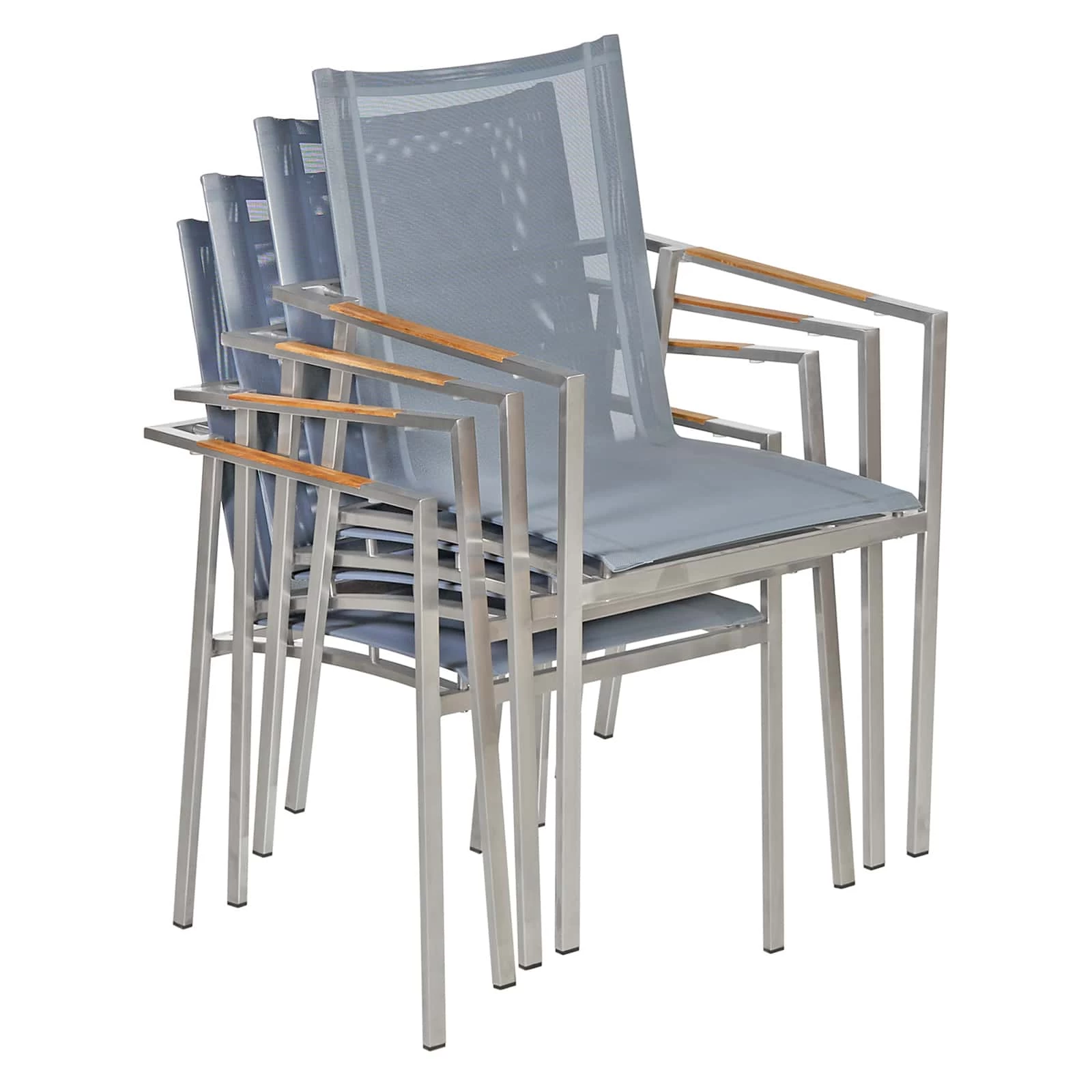 Gartenstuhl Monza 4er-Set Grau Stapelbar 3 Gartenstuhl Monza 4er-Set Grau Stapelbar