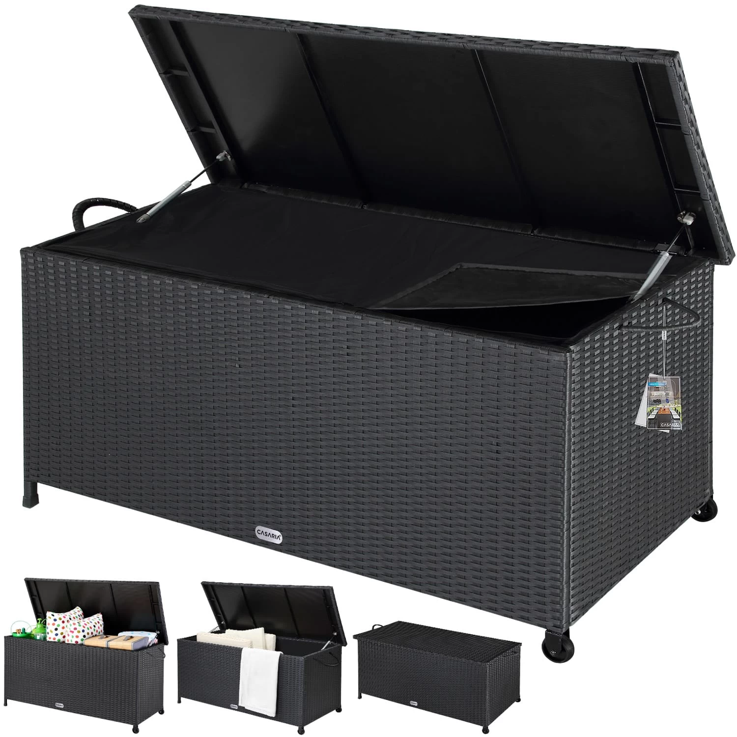 Polyrattan Auflagenbox Schwarz 122x56x61cm Griffe 18 Polyrattan Auflagenbox Schwarz 122x56x61cm Griffe – Bild 16