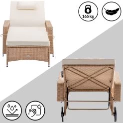 Polyrattan Sonnenliege Creme/Creme 193x90x43cm -Gartenmöbel Und Dekoration Geschäft 9de1d29ec3f4106a048ae82875265aaf de 995629d 13 1