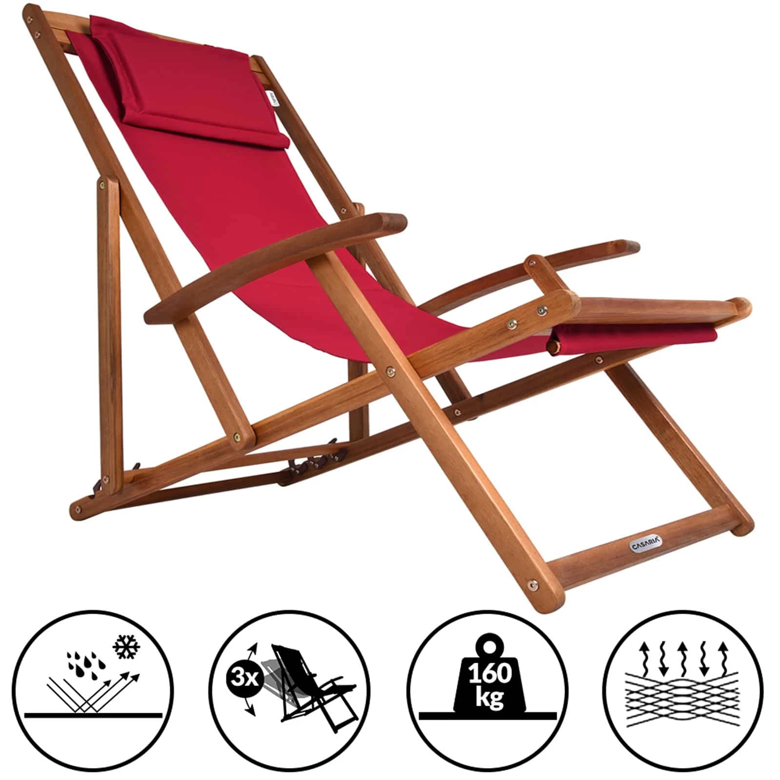 Sonnenliege Rot Akazienholz 3 Sonnenliege Rot Akazienholz