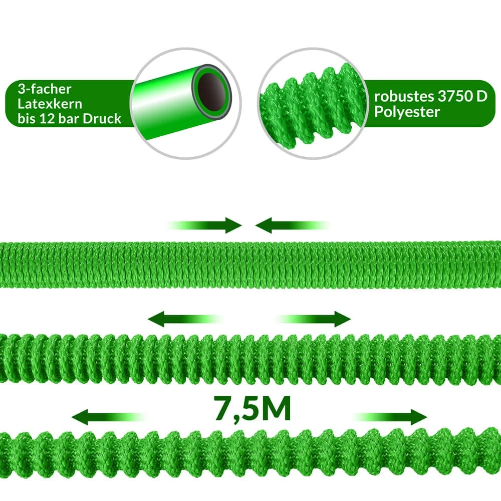 Gartenschlauch Grün 7,5m Flexibel 5 Gartenschlauch Grün 7,5m Flexibel – Bild 3