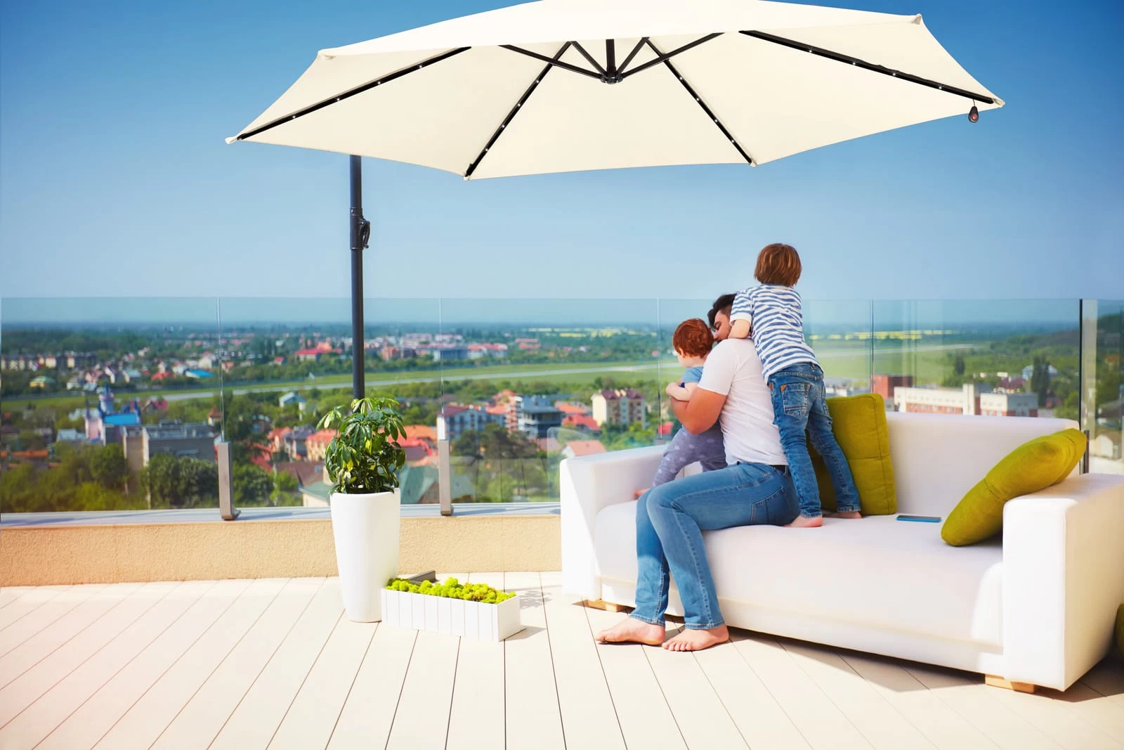 LED Solar Ampelschirm Haiti Creme Ø300cm 7 LED Solar Ampelschirm Haiti Creme Ø300cm – Bild 5