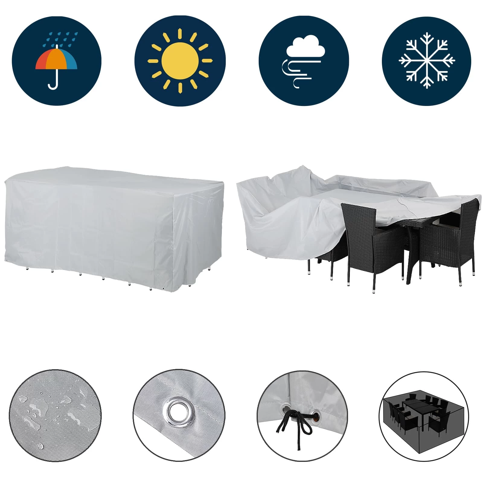 Abdeckung Sitzgarnitur Silber 308x138x89cm 4 Abdeckung Sitzgarnitur Silber 308x138x89cm – Bild 2