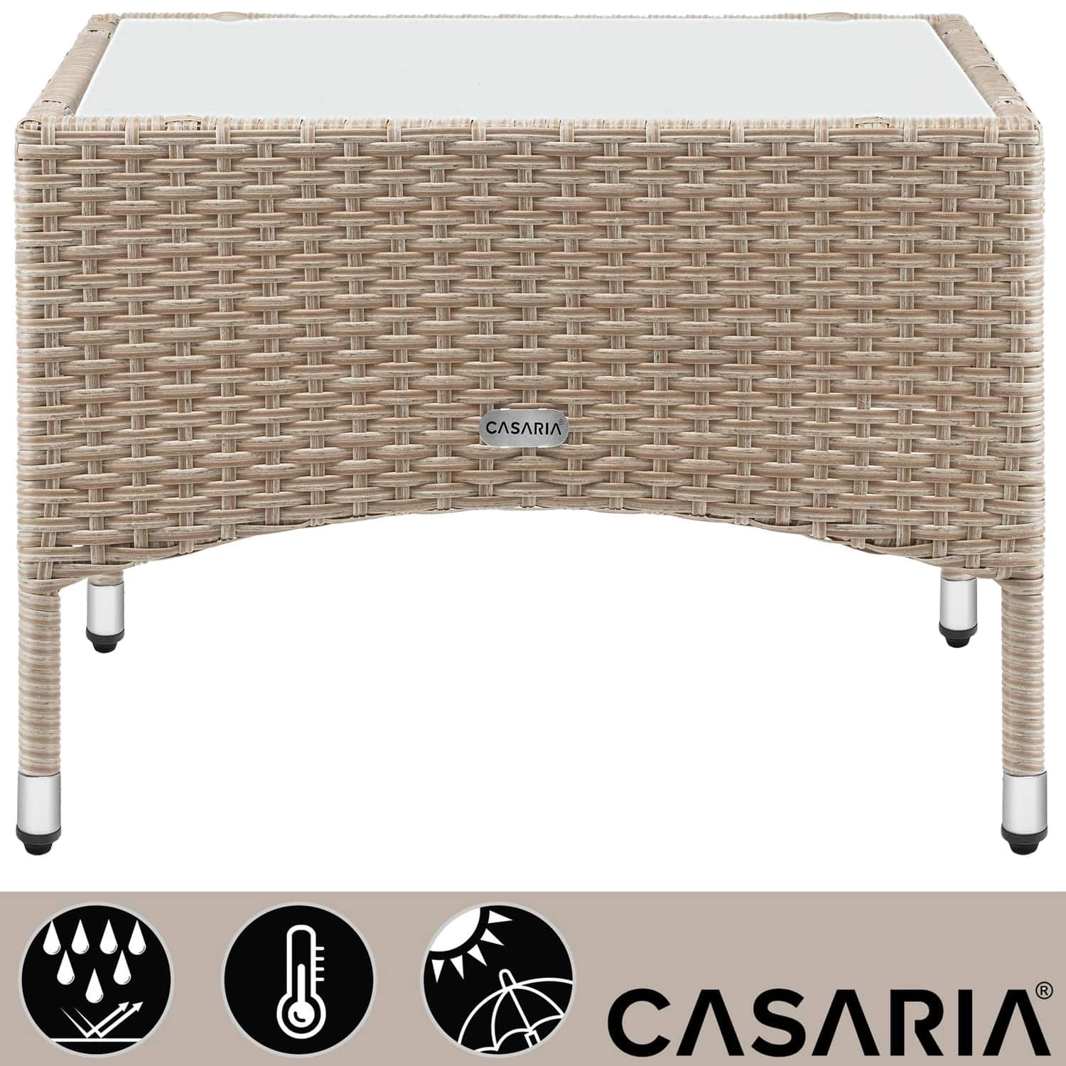Polyrattan Beistelltisch Grau-Beige 58x58x42cm 11 Polyrattan Beistelltisch Grau-Beige 58x58x42cm – Bild 9