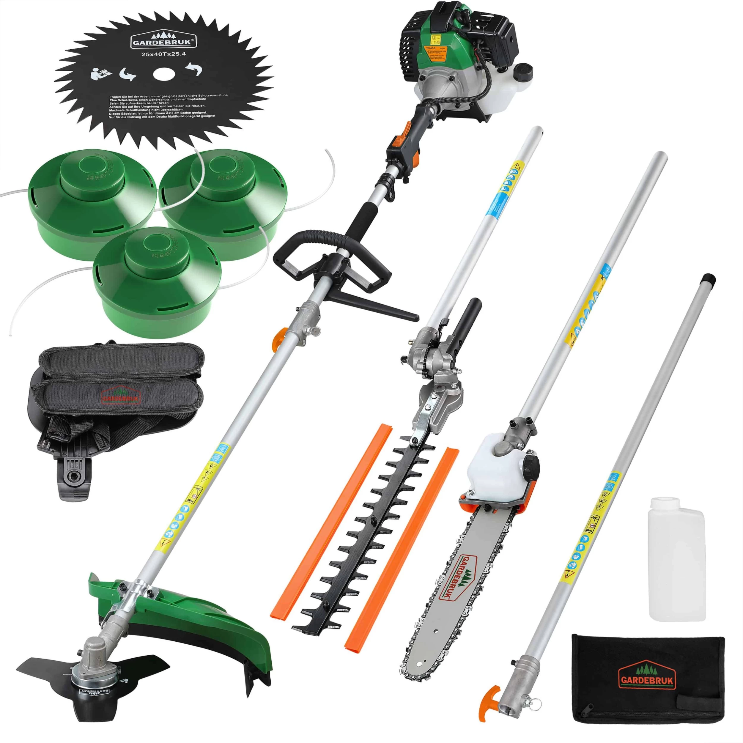 Benzin Multiwerkzeug 5in1 Inkl. Zubehör + 3 Spulen 3 Benzin Multiwerkzeug 5in1 Inkl. Zubehör + 3 Spulen