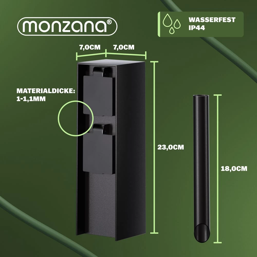 Gartensteckdose Schwarz 2er-Stecker 23x7x7cm 10 Gartensteckdose Schwarz 2er-Stecker 23x7x7cm – Bild 8