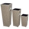 Polyrattan Blumentopf 3er-Set Creme