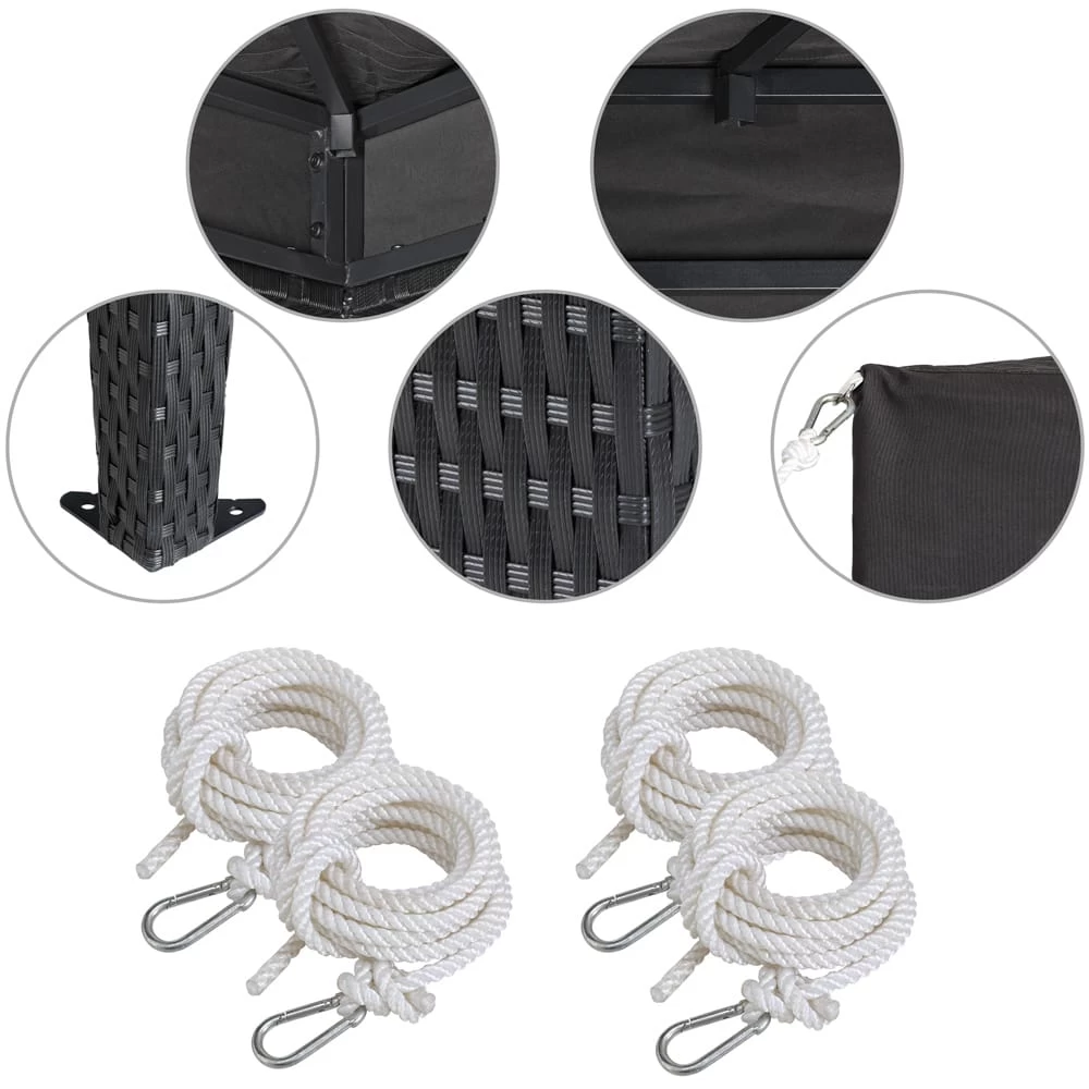 Polyrattan Pavillon Anthrazit 3x3m 9 Polyrattan Pavillon Anthrazit 3x3m – Bild 7