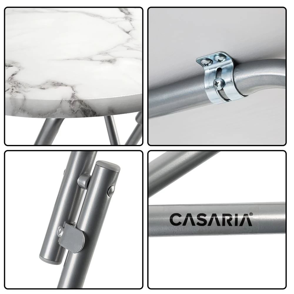 Stehtisch Weiß Marmoroptik Ø60cm Klappbar 9 Stehtisch Weiß Marmoroptik Ø60cm Klappbar – Bild 7