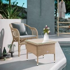 Polyrattan Beistelltisch Grau-Beige 50x50x45cm -Gartenmöbel Und Dekoration Geschäft aa17c8b6891939d5e0bd308f1eb94c10 de 108636d 5 1 3