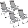 Gartenstuhl 4er-Set Silber Alu