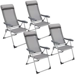 Gartenstuhl 4er-Set Silber Alu