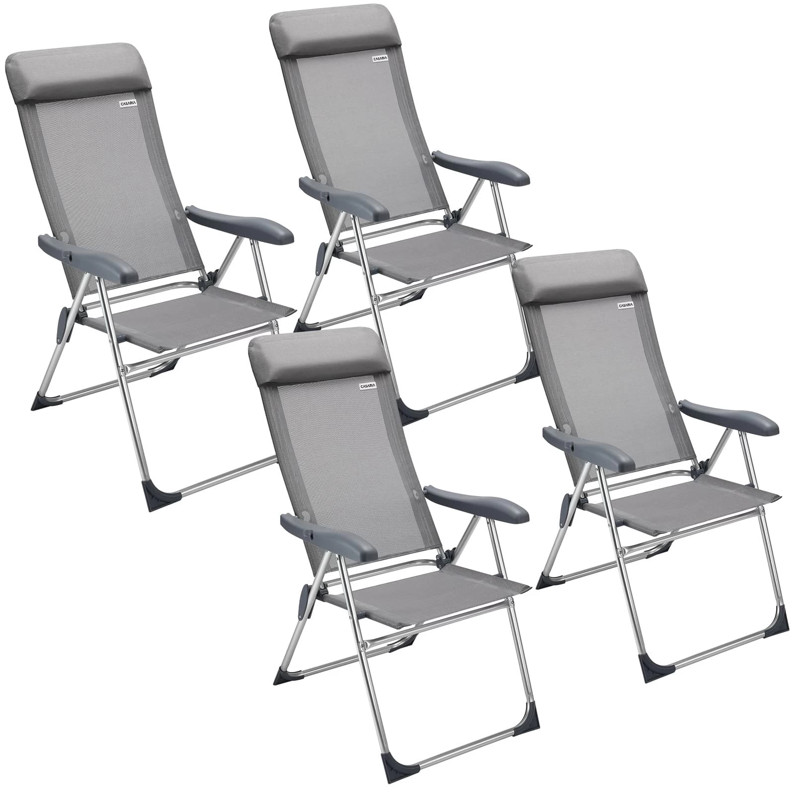 Gartenstuhl 4er-Set Silber Alu 3 Gartenstuhl 4er-Set Silber Alu