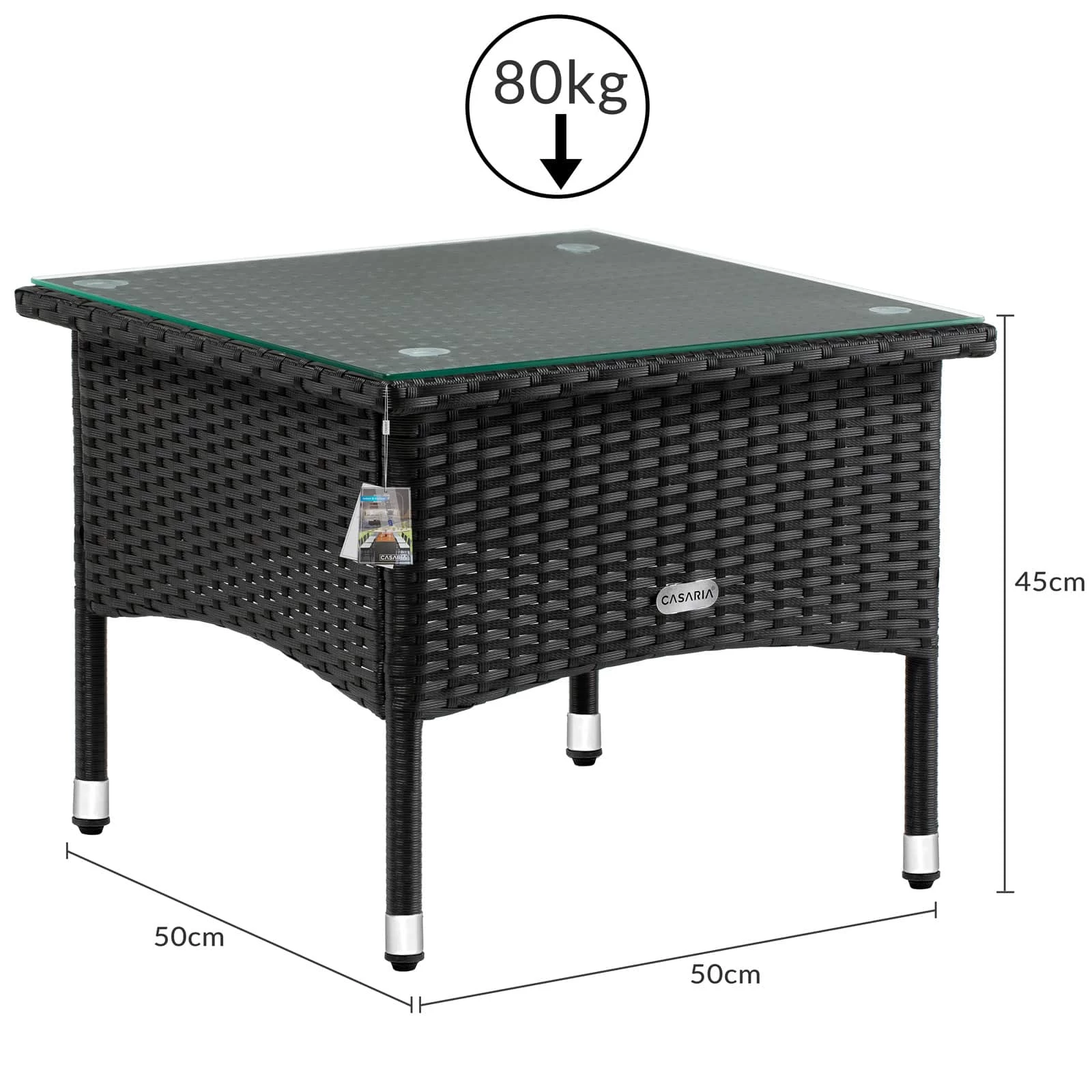 Polyrattan Beistelltisch Schwarz 50x50x45cm 9 Polyrattan Beistelltisch Schwarz 50x50x45cm – Bild 7