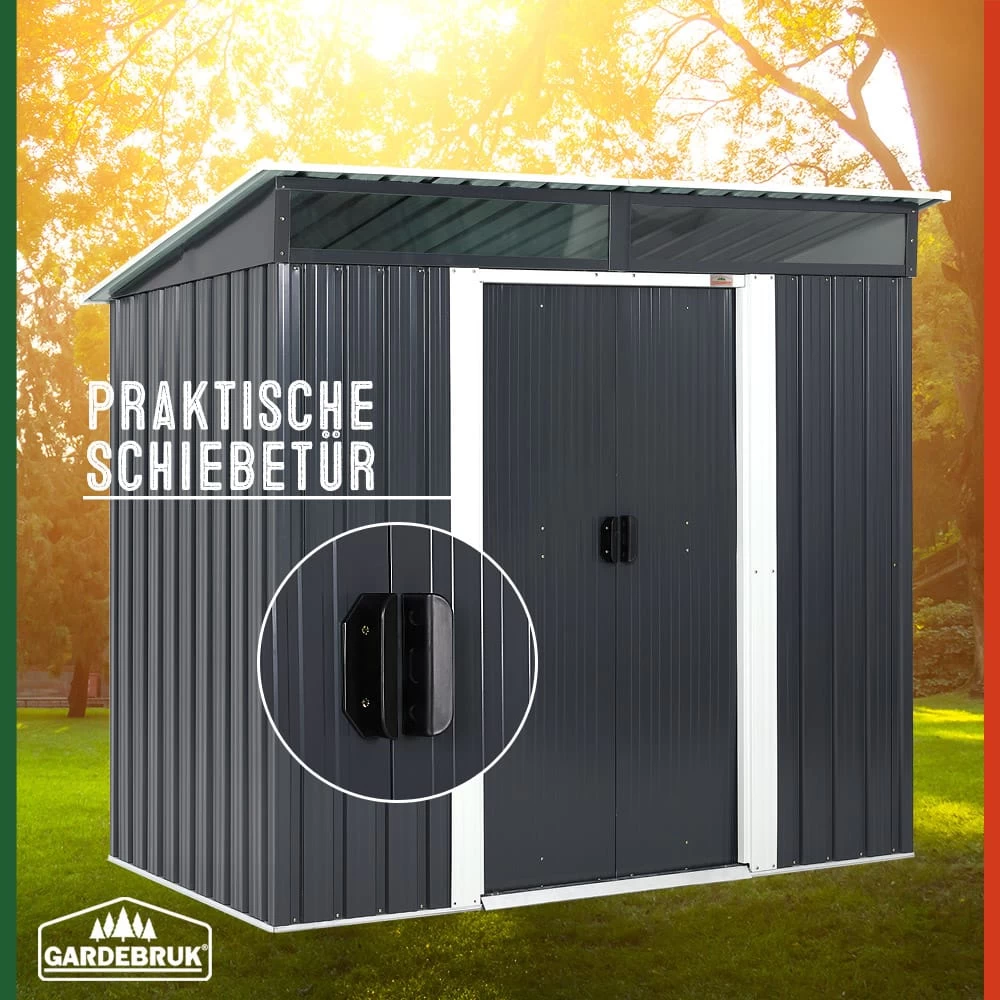 Geräteschuppen Anthrazit Metall 196x122x180cm 7 Geräteschuppen Anthrazit Metall 196x122x180cm – Bild 5