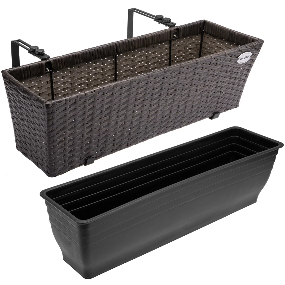 Polyrattan Blumenkasten 4er-Set Braun 6 Polyrattan Blumenkasten 4er-Set Braun – Bild 4