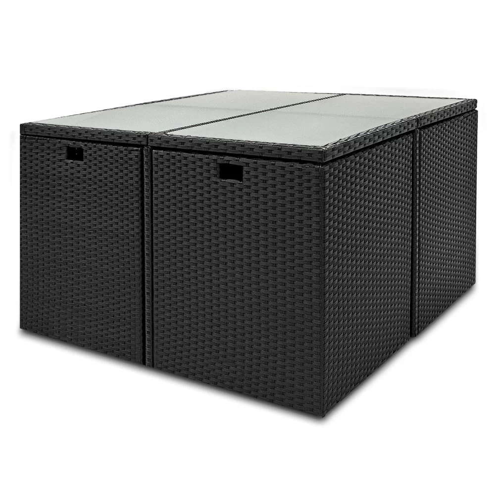 Polyrattan Garten-Sitzgruppe 9-tlg. Schwarz/Creme 14 Polyrattan Garten-Sitzgruppe 9-tlg. Schwarz/Creme – Bild 12