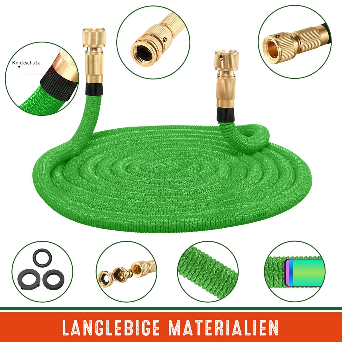 Gartenschlauch Grün 30m Flexibel 8 Gartenschlauch Grün 30m Flexibel – Bild 6