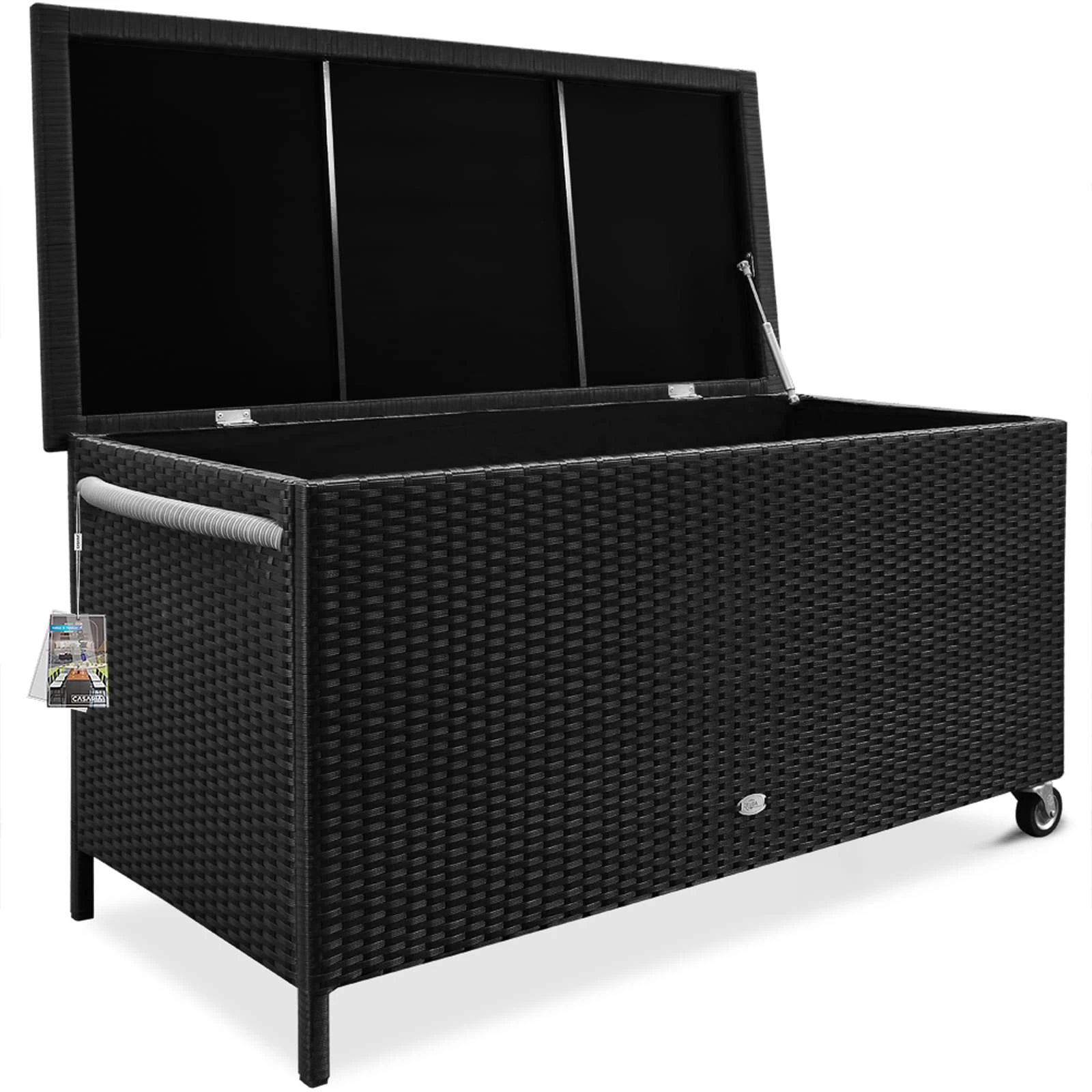 Polyrattan-Auflagenbox Schwarz 117,5x55x64,5cm Mit Rollen 11 Polyrattan-Auflagenbox Schwarz 117,5x55x64,5cm Mit Rollen – Bild 9