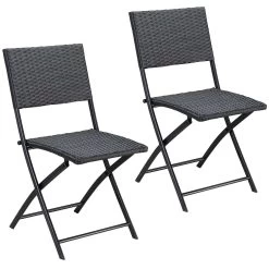 Polyrattan Klappstuhl Rom 2er-Set Schwarz