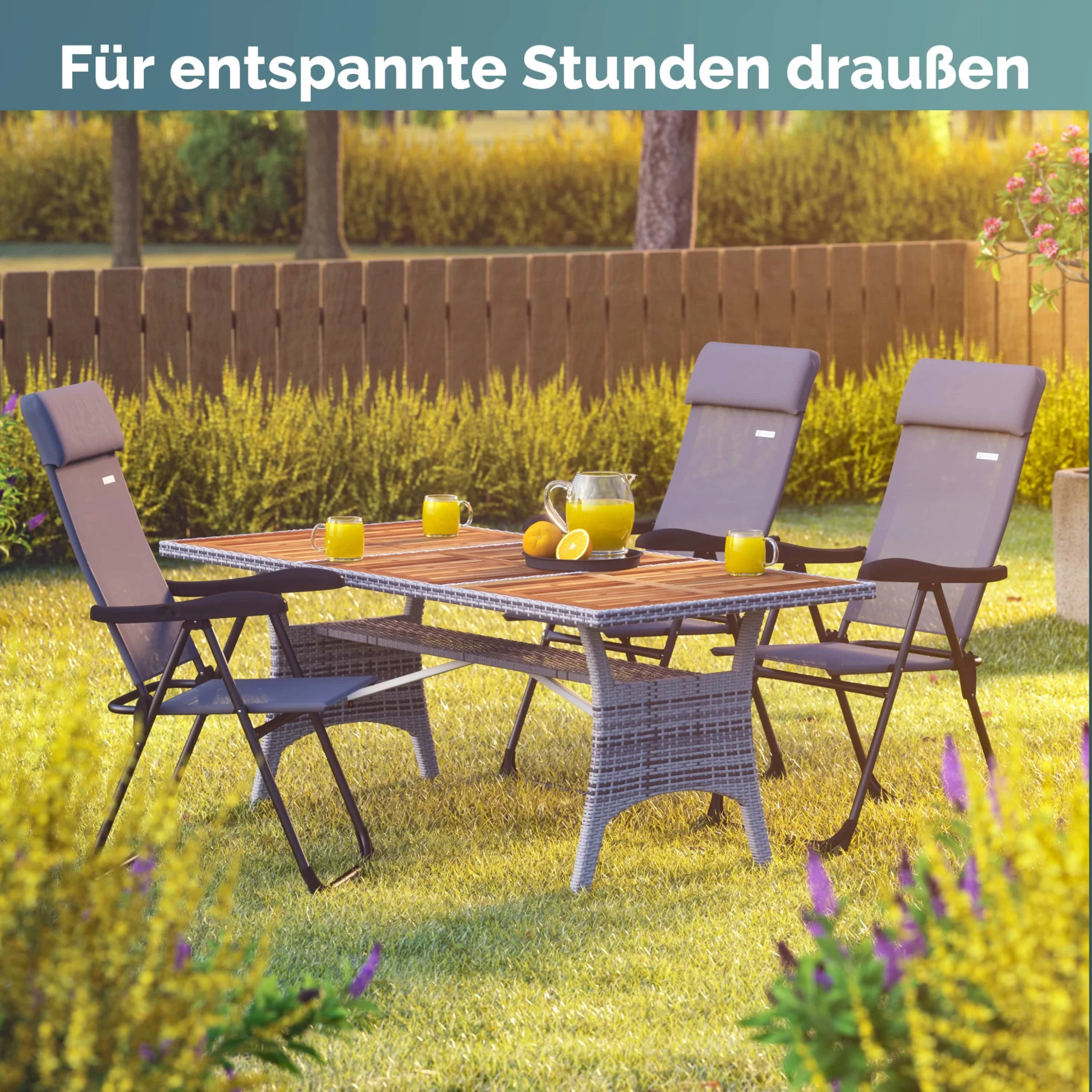 Gartenstuhl 4er-Set Grau Alu Klappbar 8 Gartenstuhl 4er-Set Grau Alu Klappbar – Bild 6