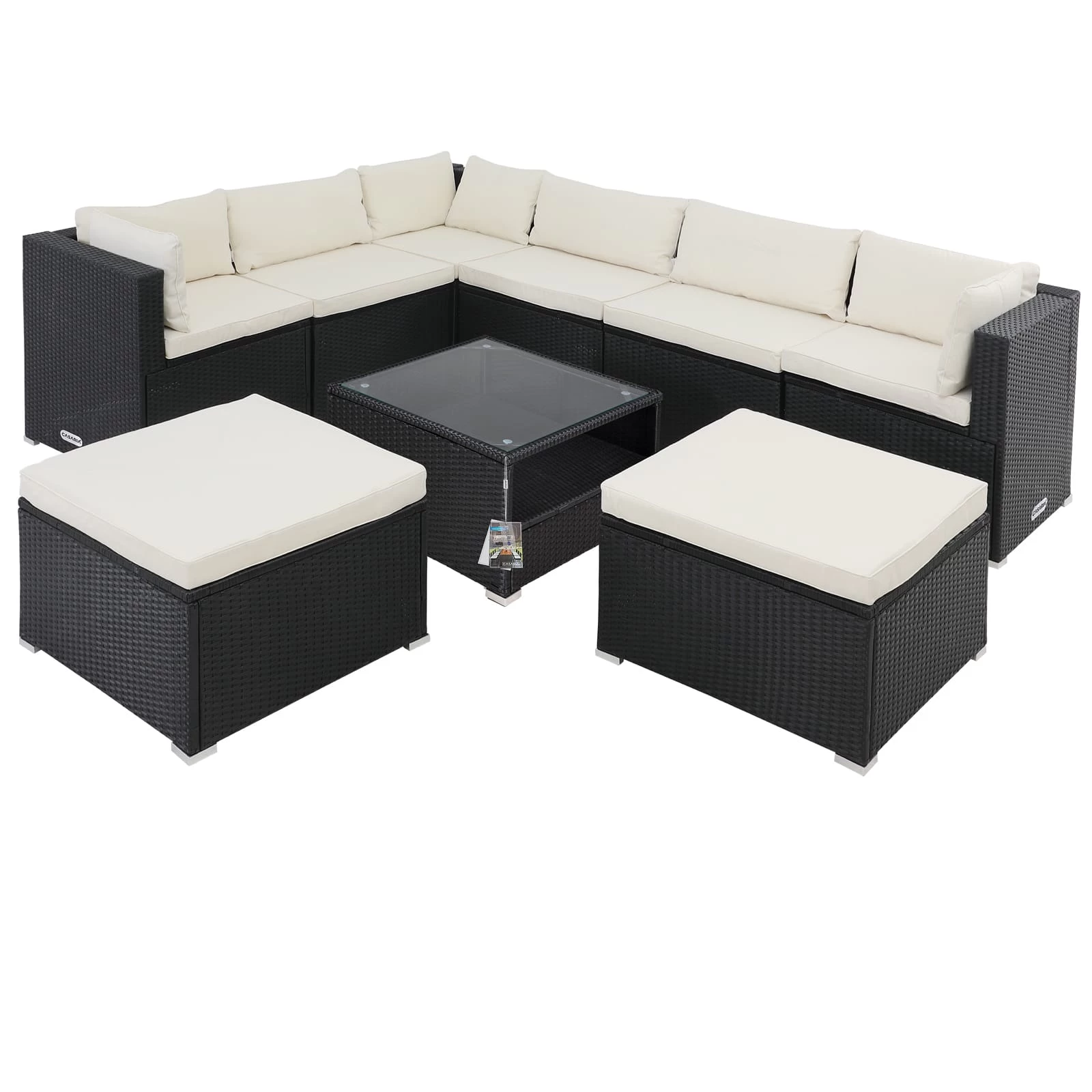 Polyrattan Ecklounge XXL Schwarz/Creme Inkl. Kissen 3 Polyrattan Ecklounge XXL Schwarz/Creme Inkl. Kissen