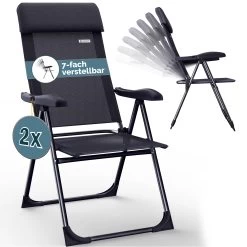 Gartenstuhl 2er-Set Anthrazit Alu Klappbar