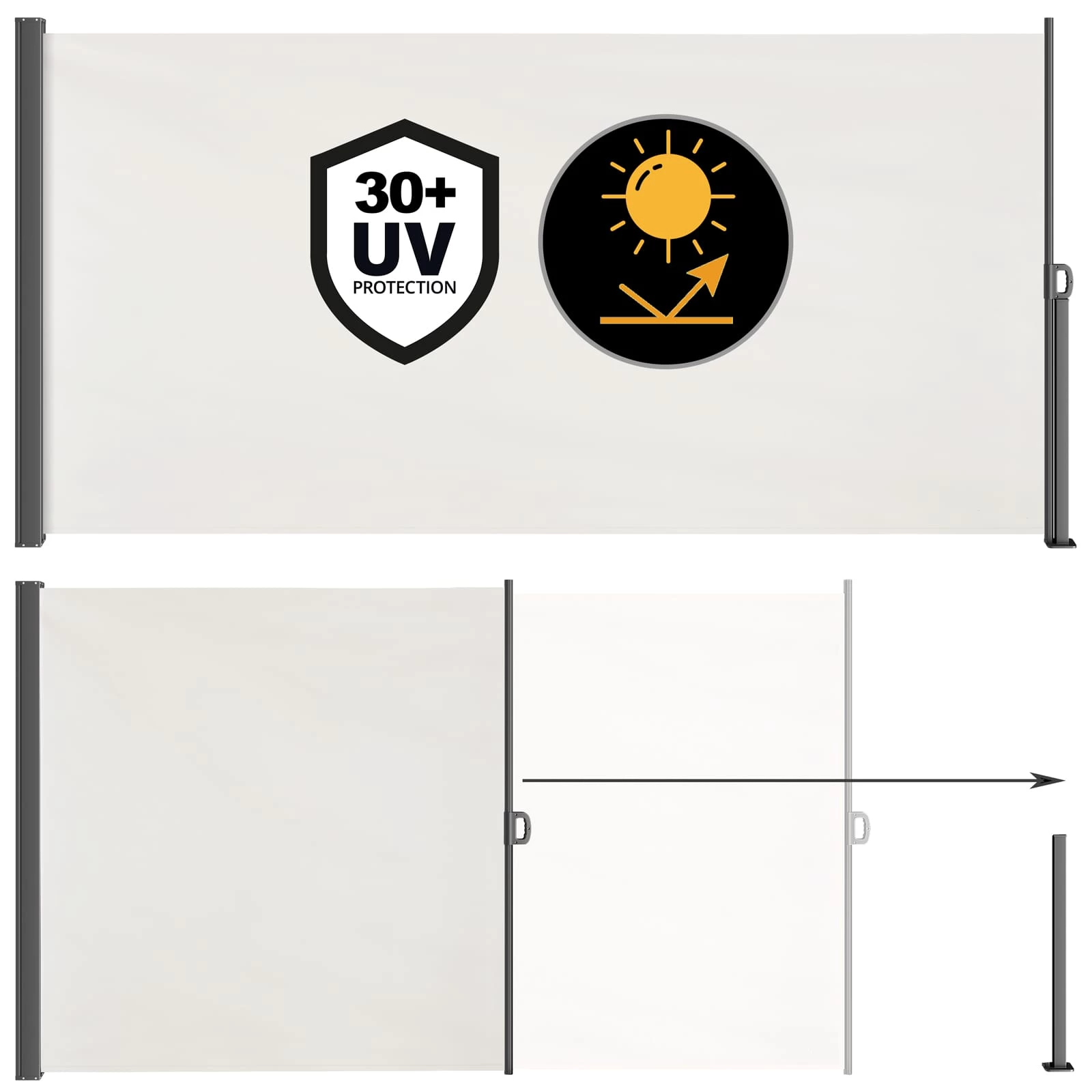 Seitenmarkise Nosara Creme 180x300cm Ausziehbar 8 Seitenmarkise Nosara Creme 180x300cm Ausziehbar – Bild 6