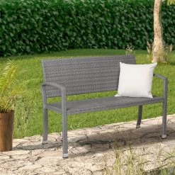 Polyrattan Gartenbank Grau 122x58x87cm -Gartenmöbel Und Dekoration Geschäft b579eba50a962792e25d5a8368ec95e5 de 108635d 11 1