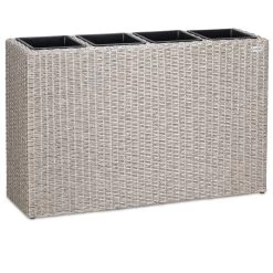 Polyrattan Blumenkasten Creme 95x27x60cm