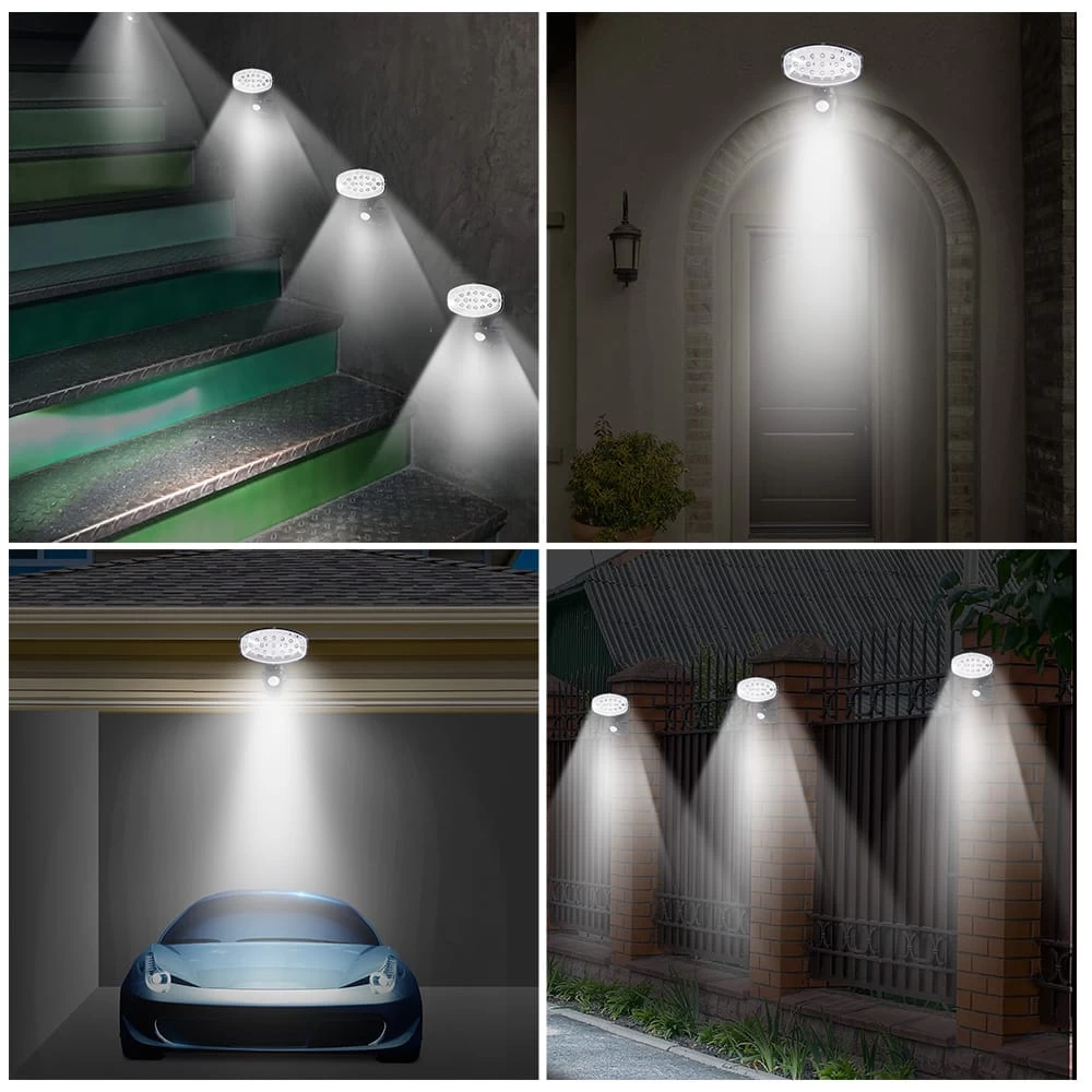 LED Solar-Wandlampe 3er-Set Bewegungsmelder 4 LED Solar-Wandlampe 3er-Set Bewegungsmelder – Bild 2