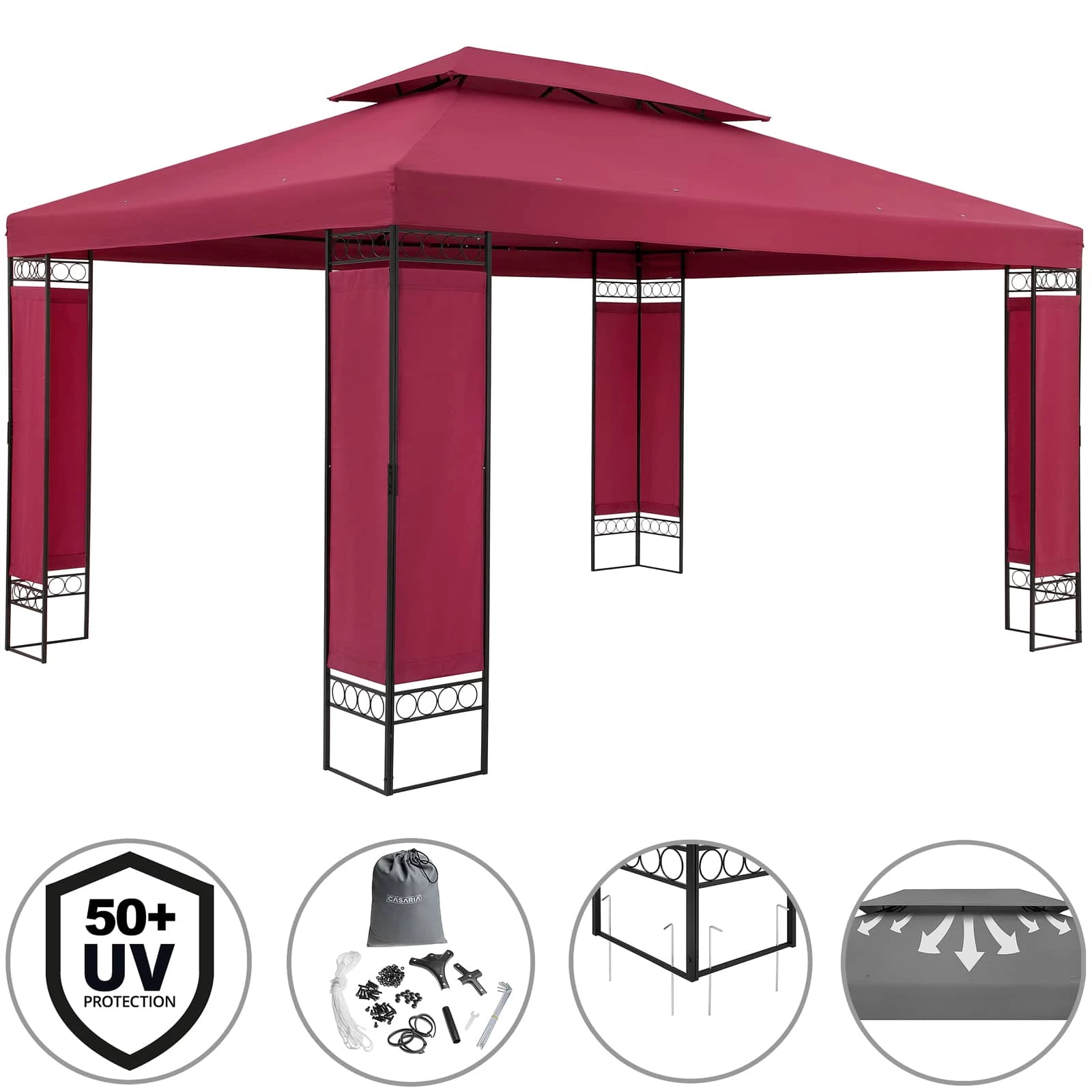 Pavillon Elda Bordeauxviolett XXL 3x4m 10 Pavillon Elda Bordeauxviolett XXL 3x4m – Bild 8