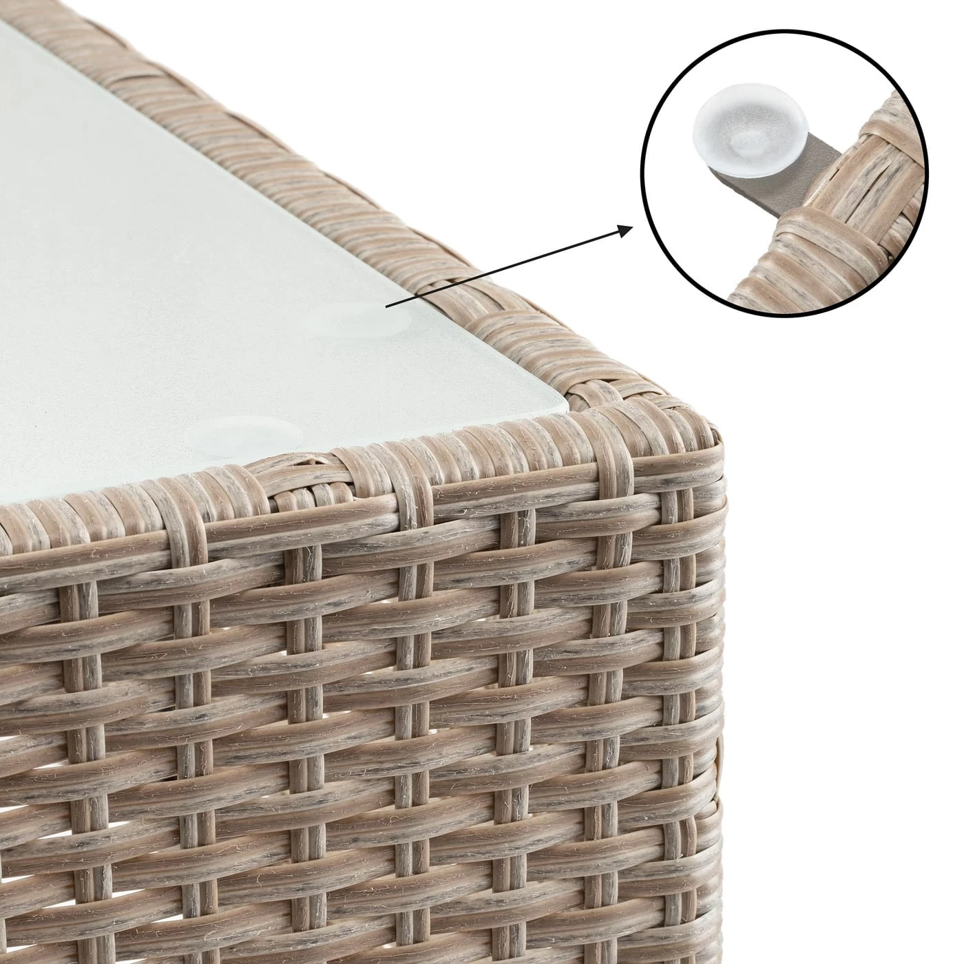 Polyrattan Beistelltisch Grau-Beige 58x58x42cm 4 Polyrattan Beistelltisch Grau-Beige 58x58x42cm – Bild 2