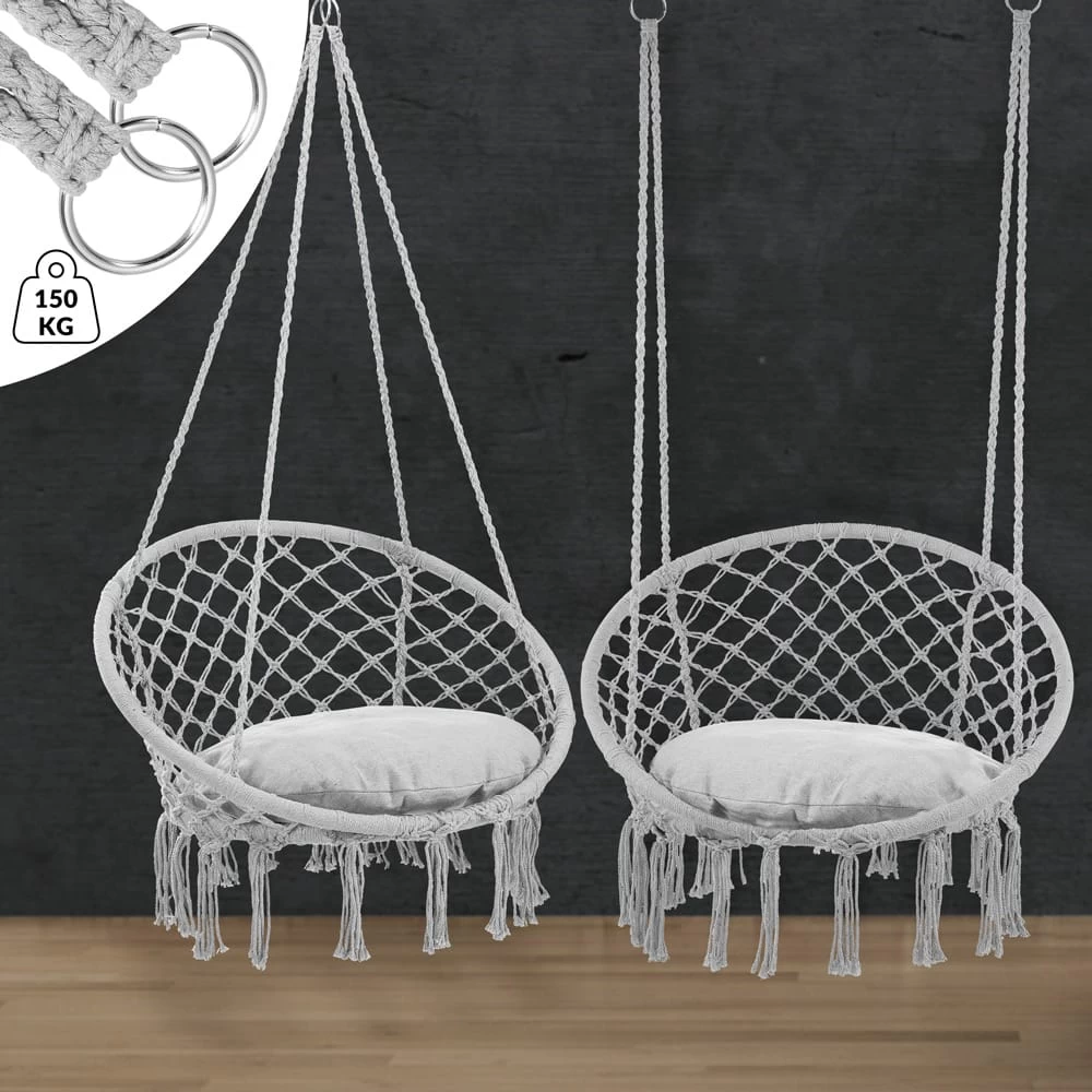 Hängesessel Hellgrau 80x60x140cm 6 Hängesessel Hellgrau 80x60x140cm – Bild 4