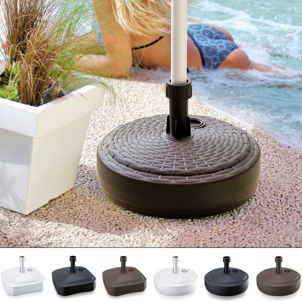 Schirmständer Weiß Polyrattan Optik Ø39cm 5 Schirmständer Weiß Polyrattan Optik Ø39cm – Bild 3