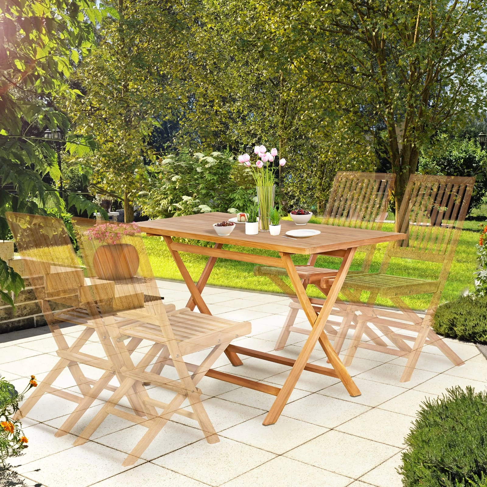 Gartentisch Bari Teakholz 125x60x75cm Klappbar 5 Gartentisch Bari Teakholz 125x60x75cm Klappbar – Bild 3