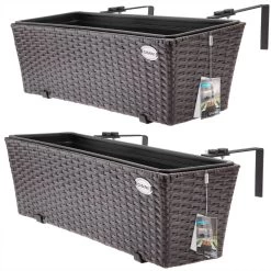 Polyrattan Blumenkasten 2er-Set Braun