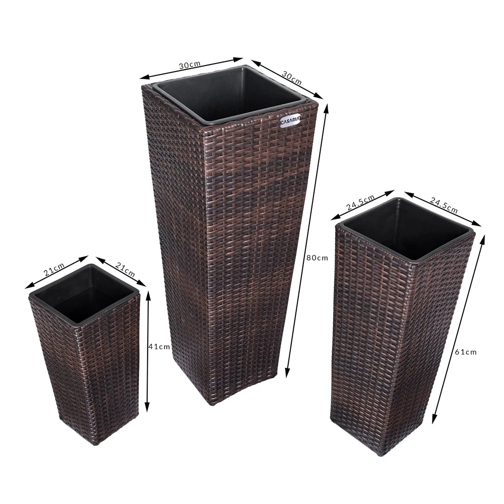 Polyrattan Blumentopf 3-tlg. Braun 10 Polyrattan Blumentopf 3-tlg. Braun – Bild 8