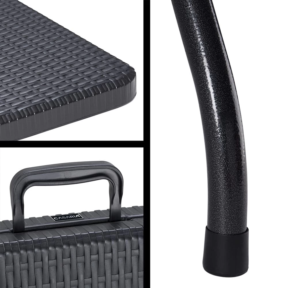 Gartentisch Schwarz Rattan-Look 180x75x73cm Klappbar 5 Gartentisch Schwarz Rattan-Look 180x75x73cm Klappbar – Bild 3