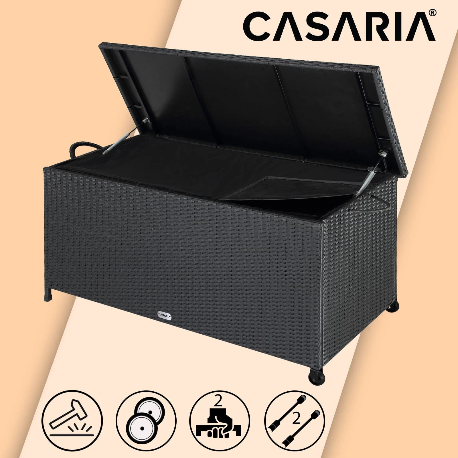 Polyrattan Auflagenbox Schwarz 122x56x61cm Griffe 20 Polyrattan Auflagenbox Schwarz 122x56x61cm Griffe – Bild 18