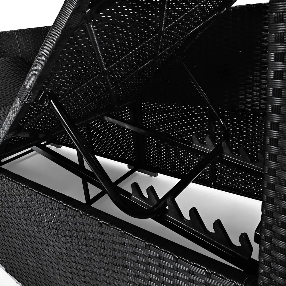 Polyrattan-Bank Schwarz/Creme 230x70x70cm Verstellbar 6 Polyrattan-Bank Schwarz/Creme 230x70x70cm Verstellbar – Bild 4