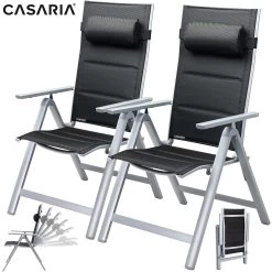 Gartenstuhl Bern Premium 2er-Set Silber Gepolstert