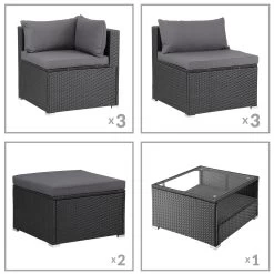 Polyrattan Ecklounge XXL Schwarz/Anthrazit Inkl. Kissen -Gartenmöbel Und Dekoration Geschäft c5042c31364f8e116526fa4fa844b826 de 995171d 8 1