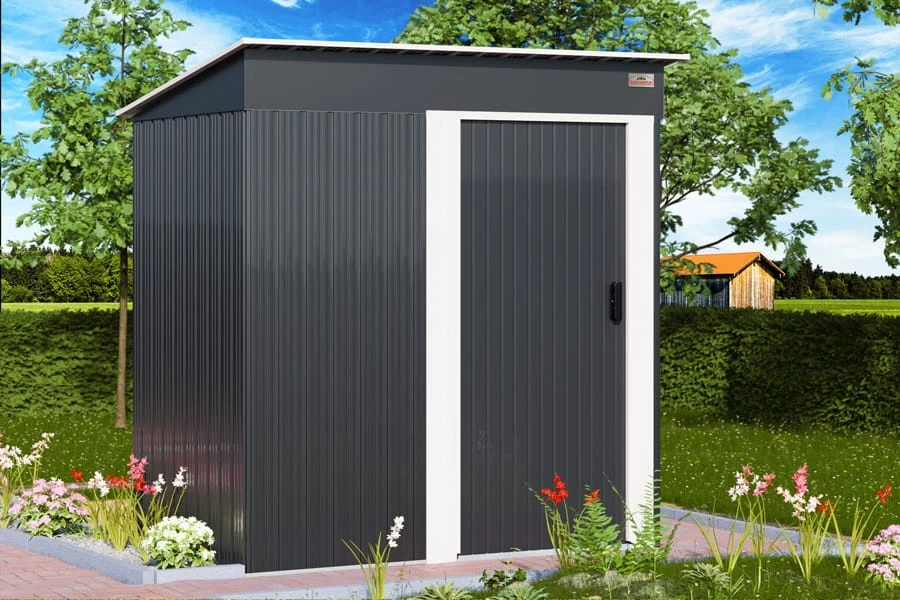 Geräteschuppen Anthrazit Metall 181x162x86cm 7 Geräteschuppen Anthrazit Metall 181x162x86cm – Bild 5