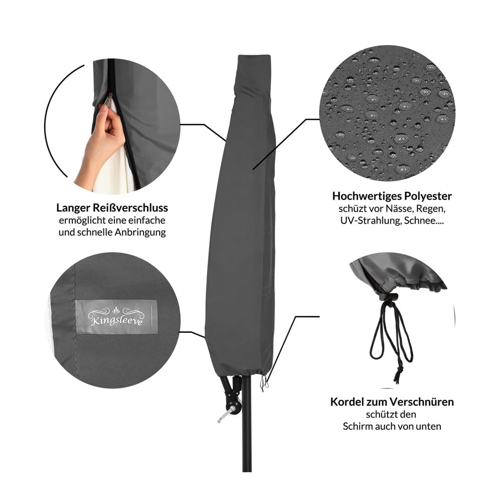 Abdeckung Ampelschirm Anthrazit 3,5m Reißverschluss 9 Abdeckung Ampelschirm Anthrazit 3,5m Reißverschluss – Bild 7