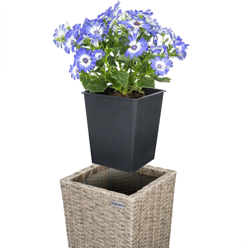 Polyrattan Blumentopf 3er-Set Creme 4 Polyrattan Blumentopf 3er-Set Creme – Bild 2