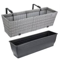 Polyrattan Blumenkasten 2er-Set Grau -Gartenmöbel Und Dekoration Geschäft c79d2dd261a6186e8887b3f596c49d46 de 108646d 1