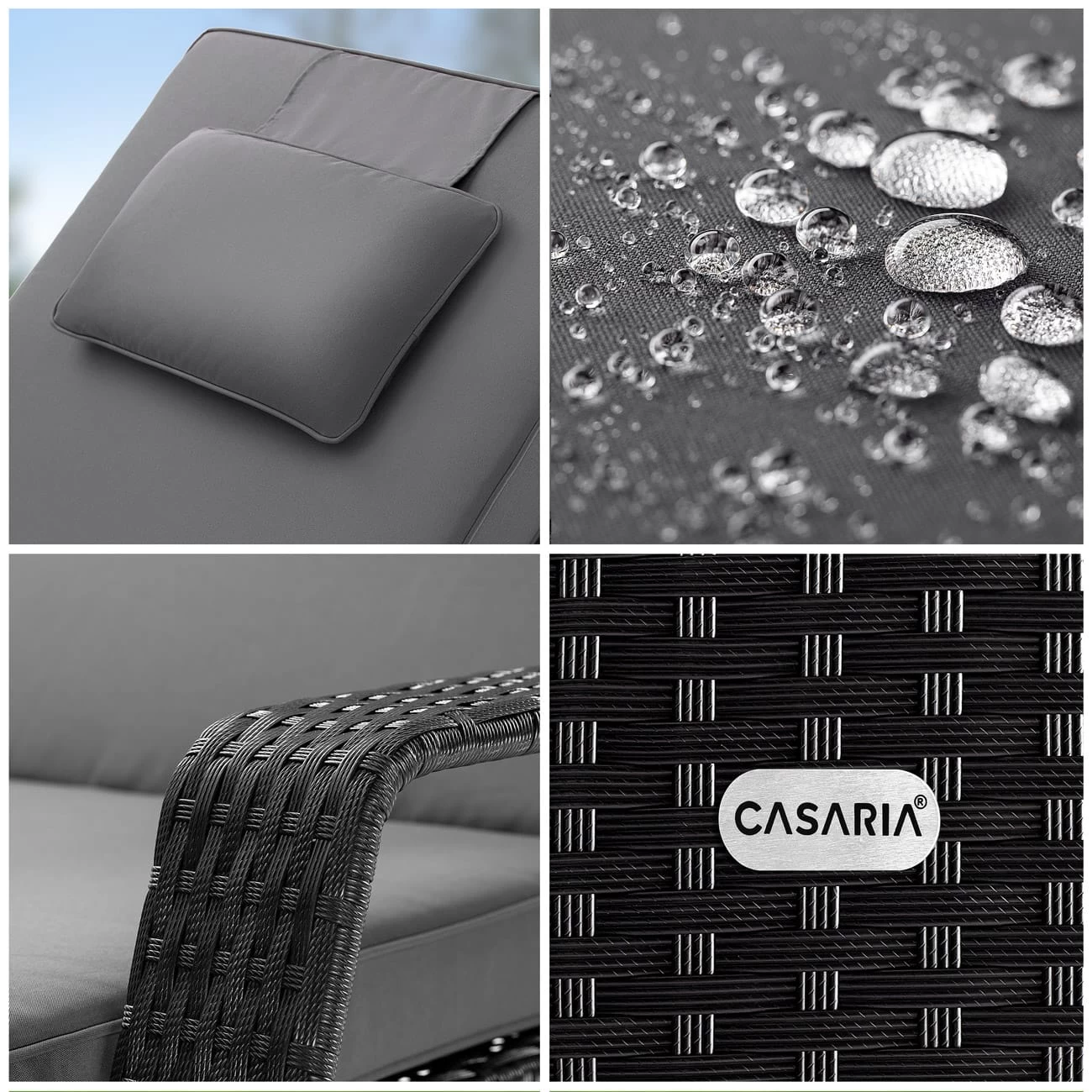 Polyrattan Sonnenliege Schwarz/Anthrazit 193x90x43cm 7 Polyrattan Sonnenliege Schwarz/Anthrazit 193x90x43cm – Bild 5